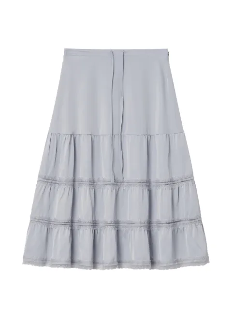 b+ab — lace-trim tiered midi skirt