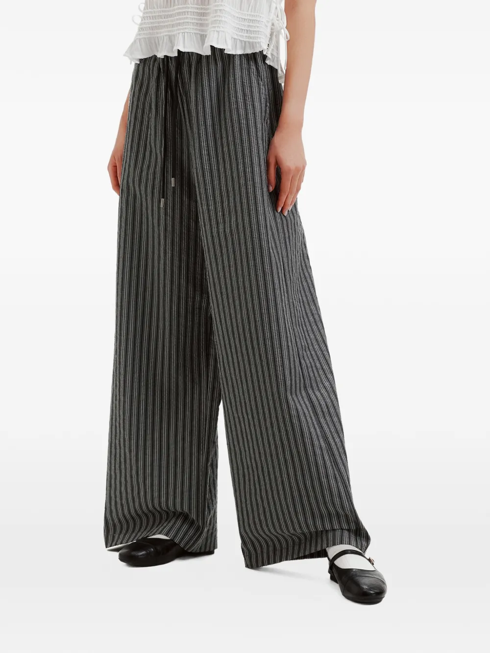 tout a coup Broek met verticale streep en trekkoord Grijs