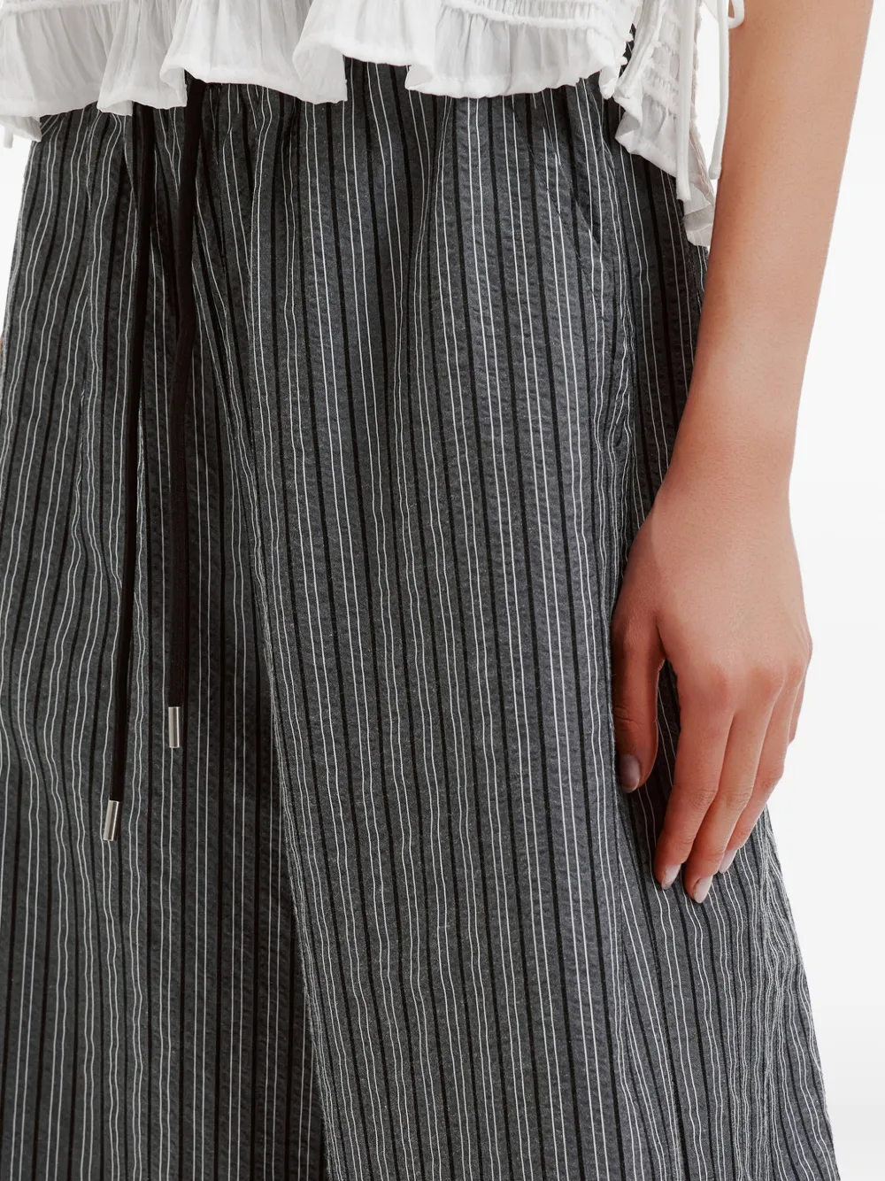 tout a coup Broek met verticale streep en trekkoord Grijs