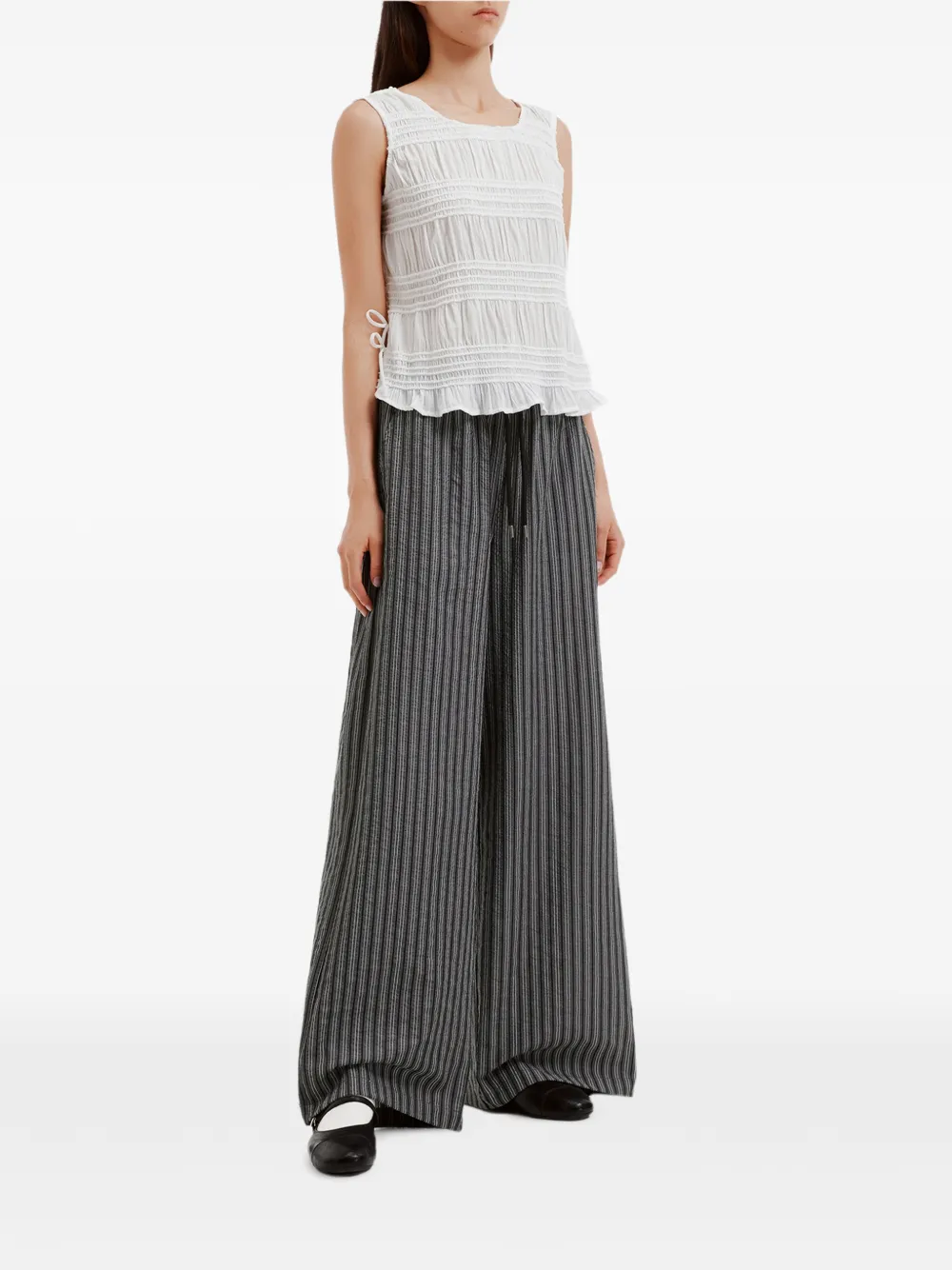 tout a coup Broek met verticale streep en trekkoord Grijs