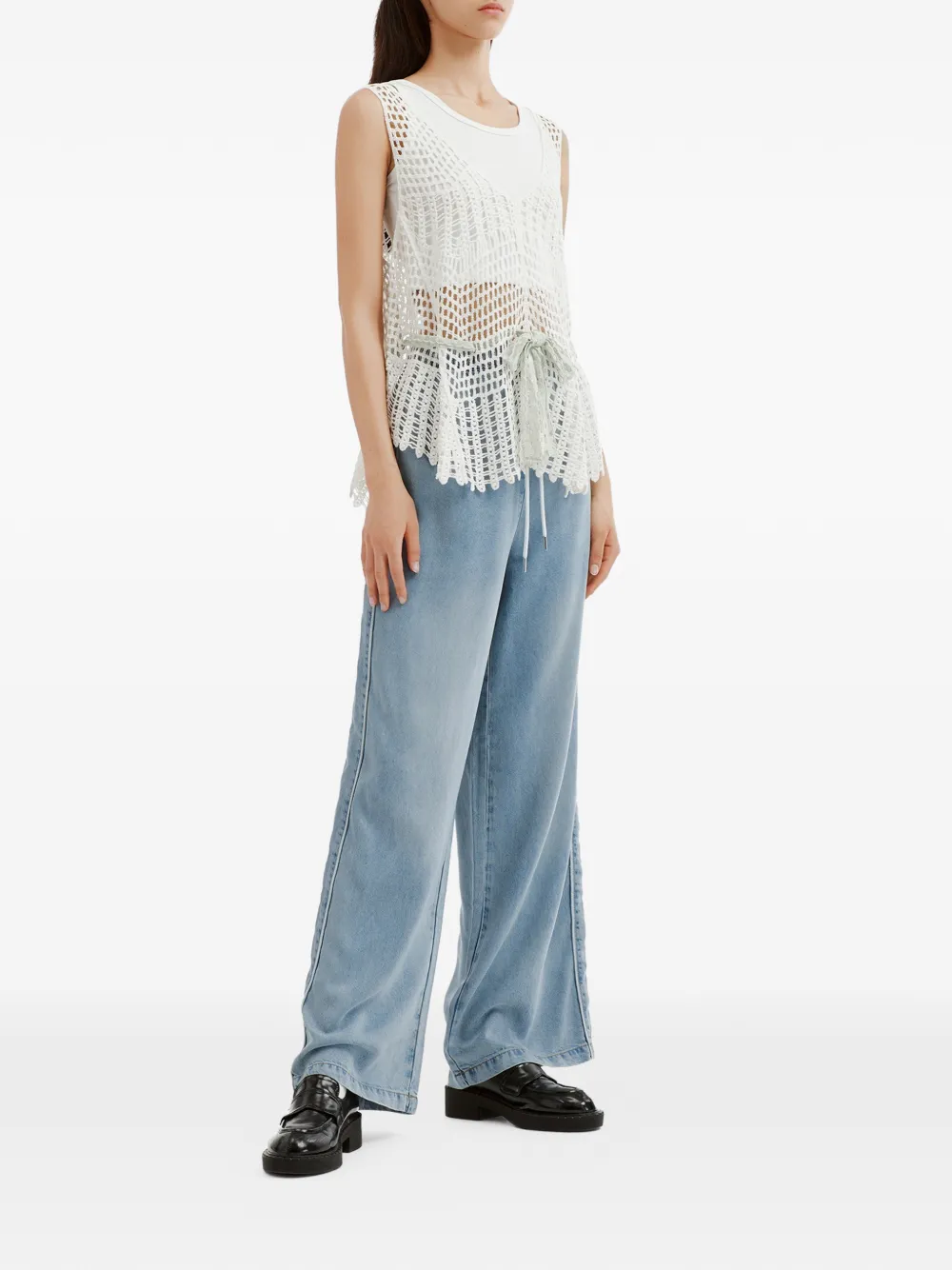 b+ab Jeans met zijstreep en trekkoord Blauw