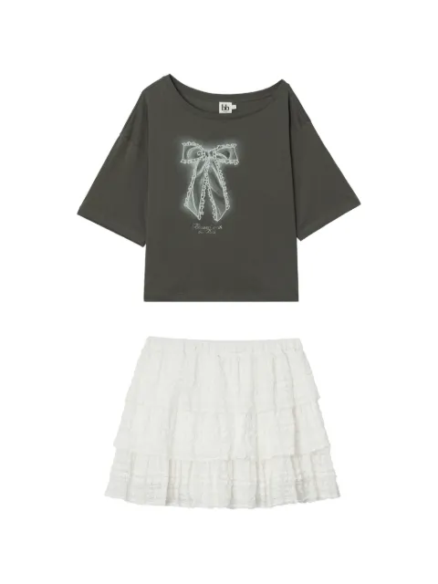 b+ab bow-print ruffled set