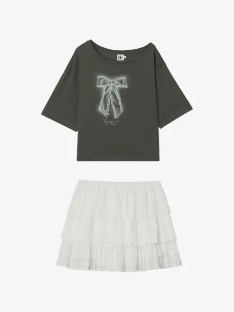 b+ab bow-print ruffled set
