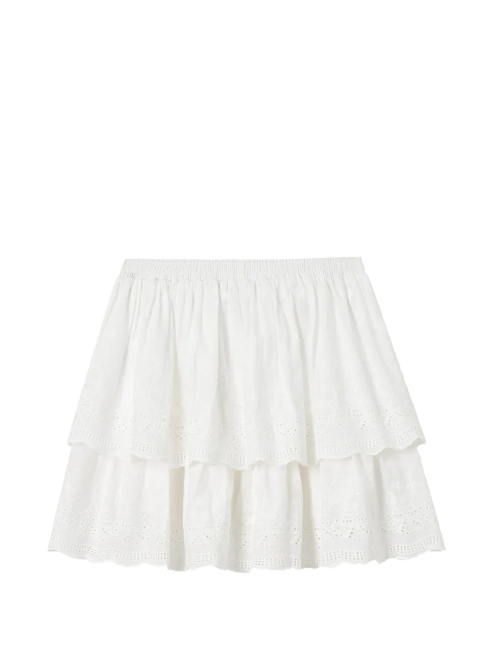 tout a coup broderie-anglaise tiered skirt - Bianco