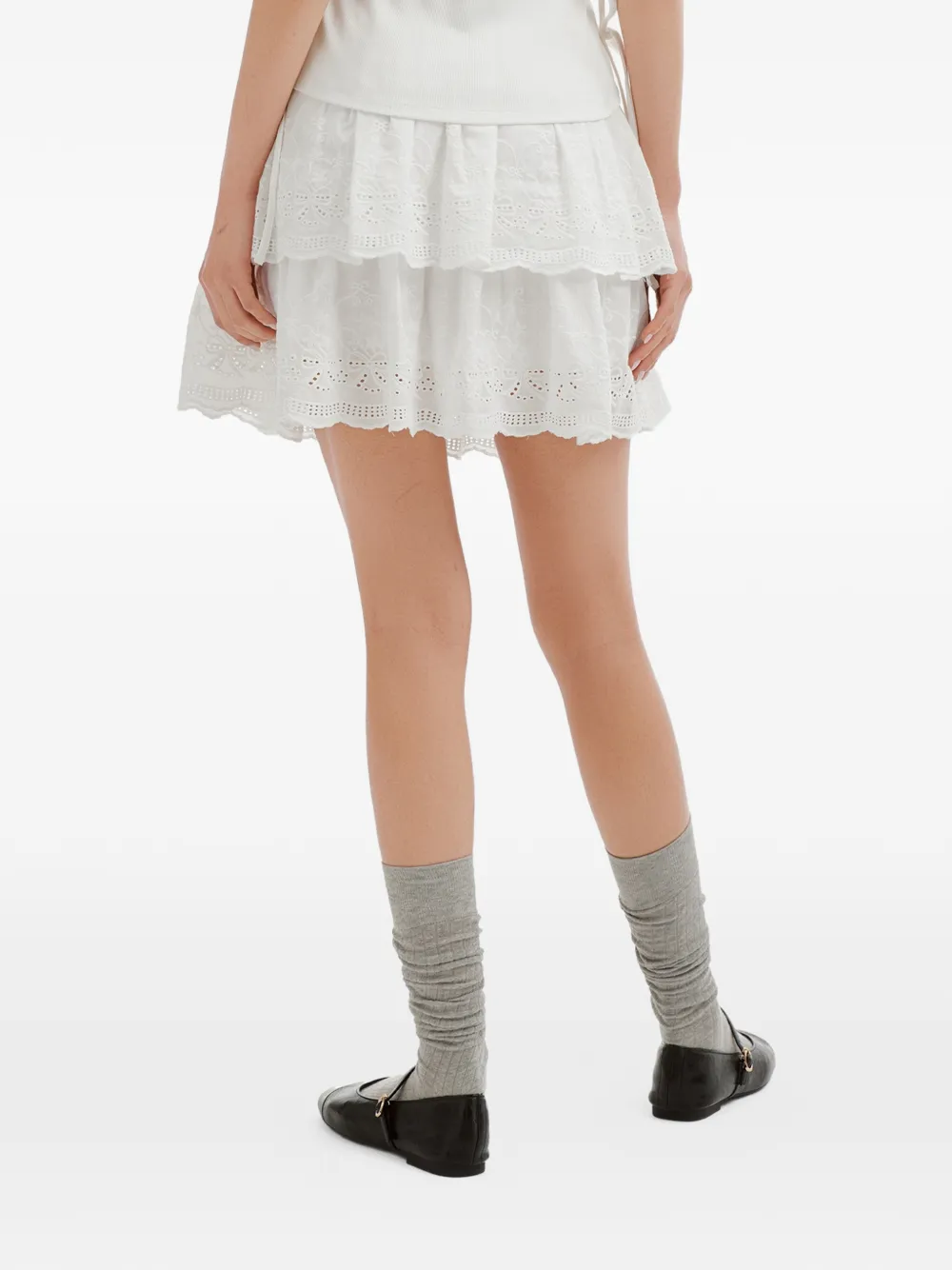 tout a coup Broderie anglaise midi-rok Wit