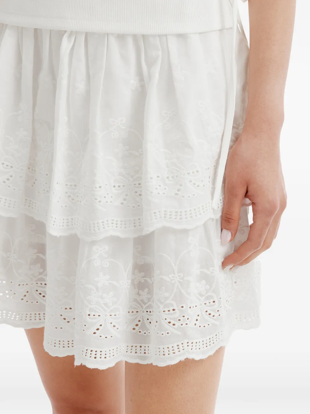 tout a coup Broderie anglaise midi-rok Wit
