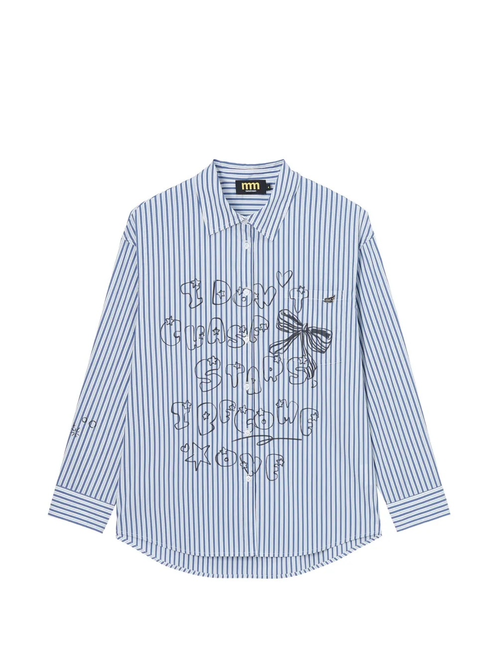 Mini Cream striped graphic-print shirt - Blu