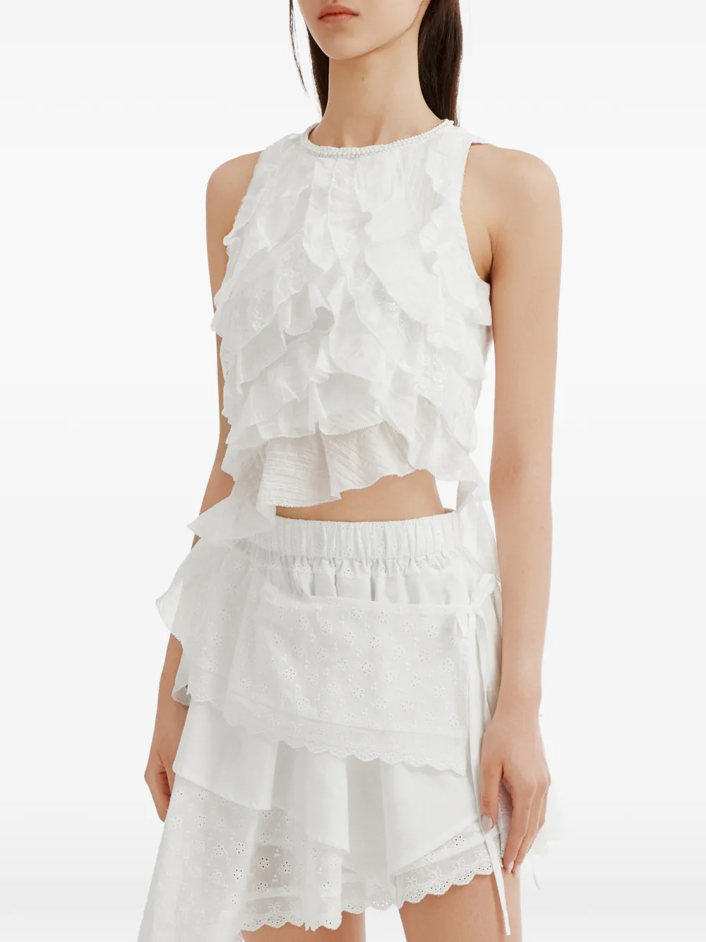 b+ab Blouse met kant Wit