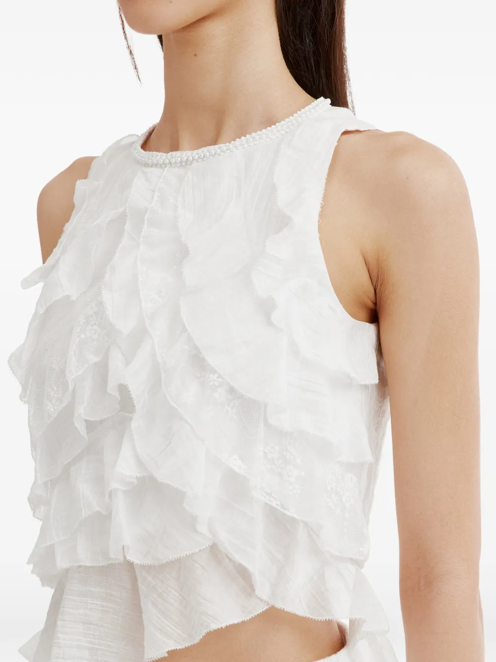 b+ab Blouse met kant Wit