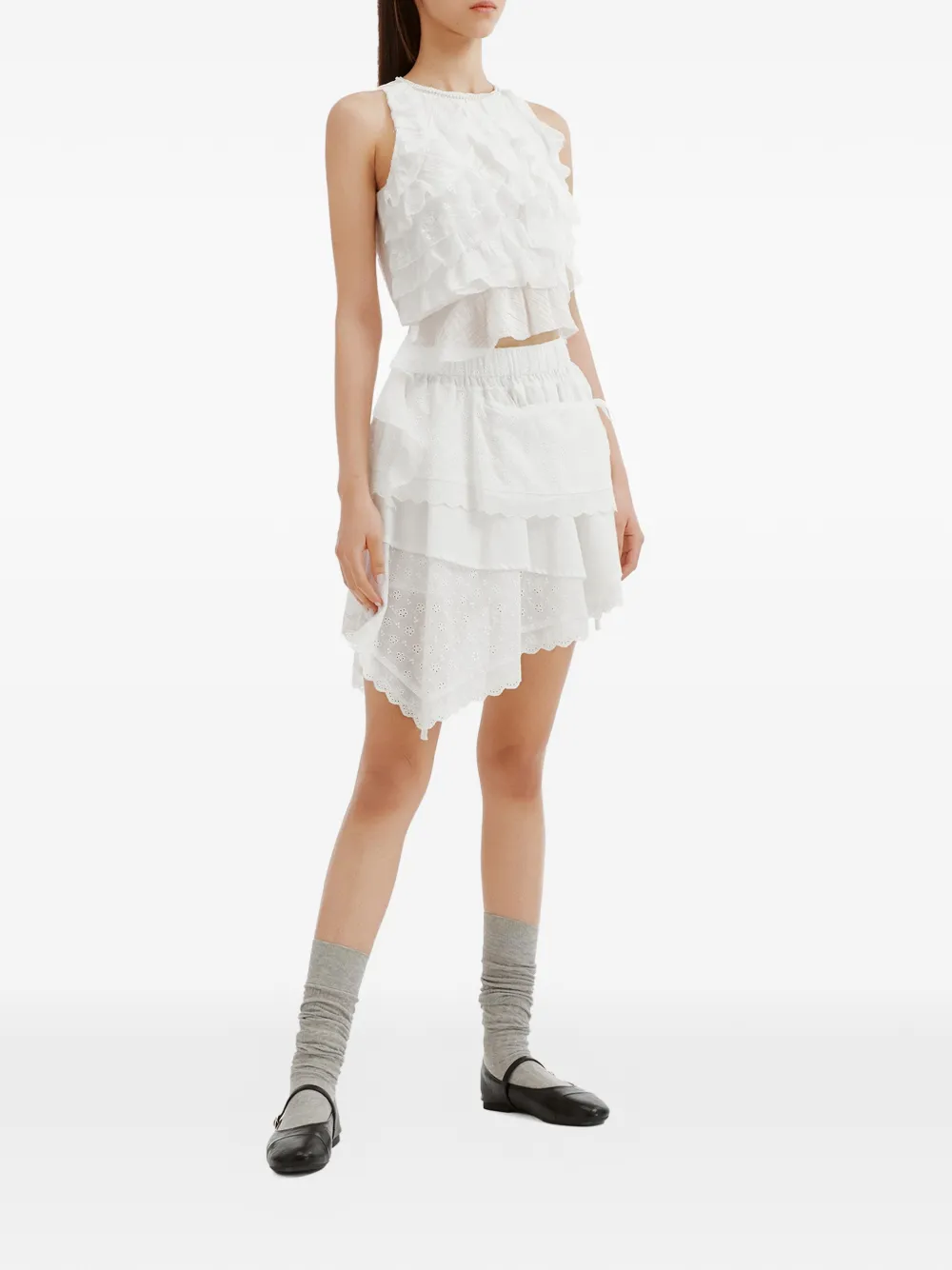 b+ab Blouse met kant Wit