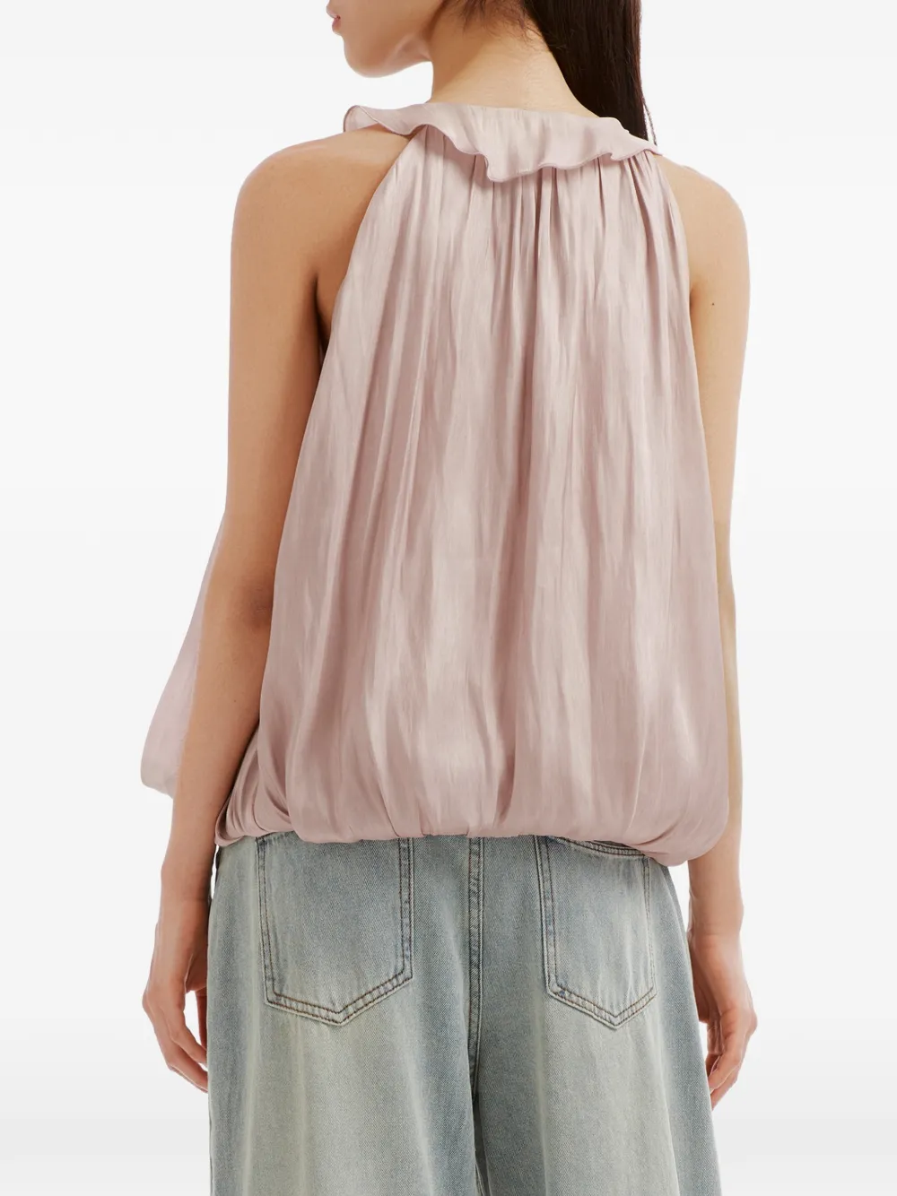 b+ab Blouse met ruches en halternek Roze