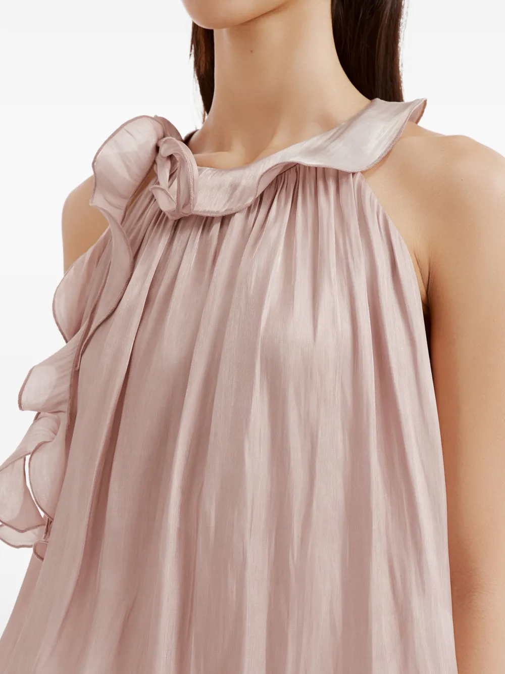 b+ab Blouse met ruches en halternek Roze