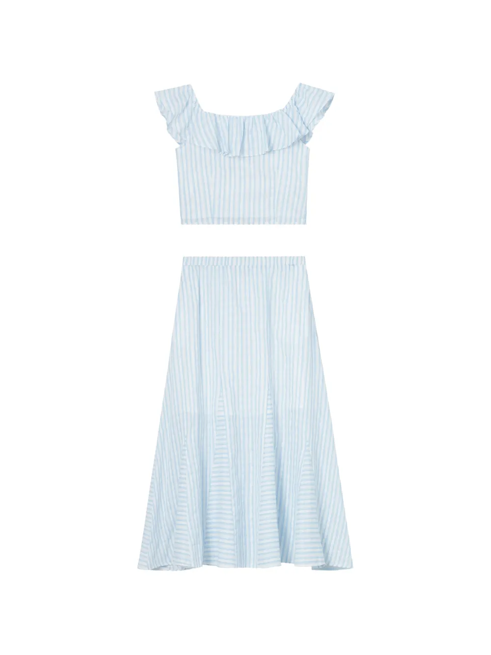 tout a coup striped ruffled jumpsuit - Blu