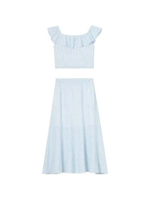 tout a coup stribet jumpsuit med flæser