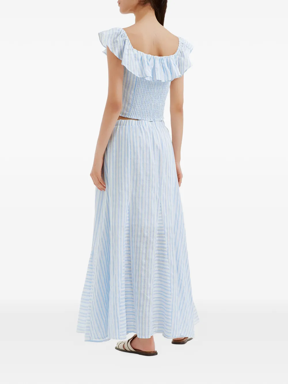 tout a coup Gestreepte jumpsuit met ruches Blauw