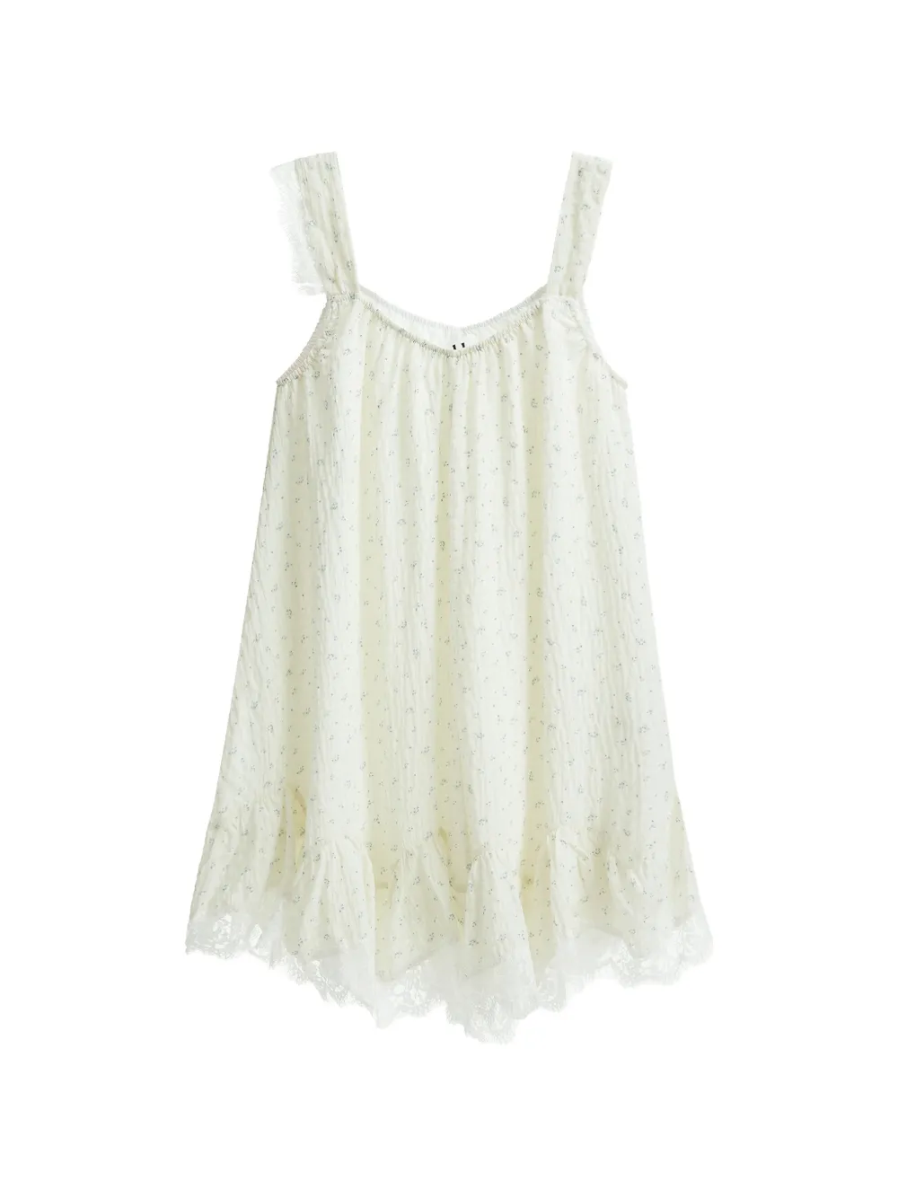 b+ab floral-print lace-trim mini dress - Bianco