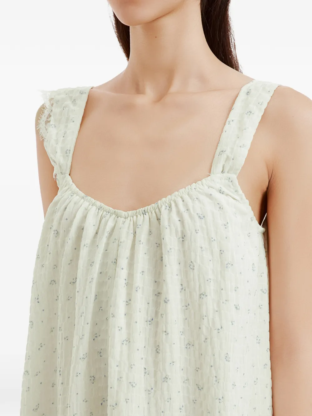 b+ab Mini-jurk met bloemen-print en kanten afwerking Wit