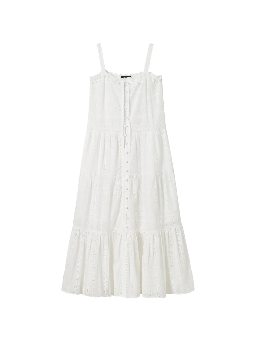 tout a coup broderie-anglaise tiered dress - Weiß