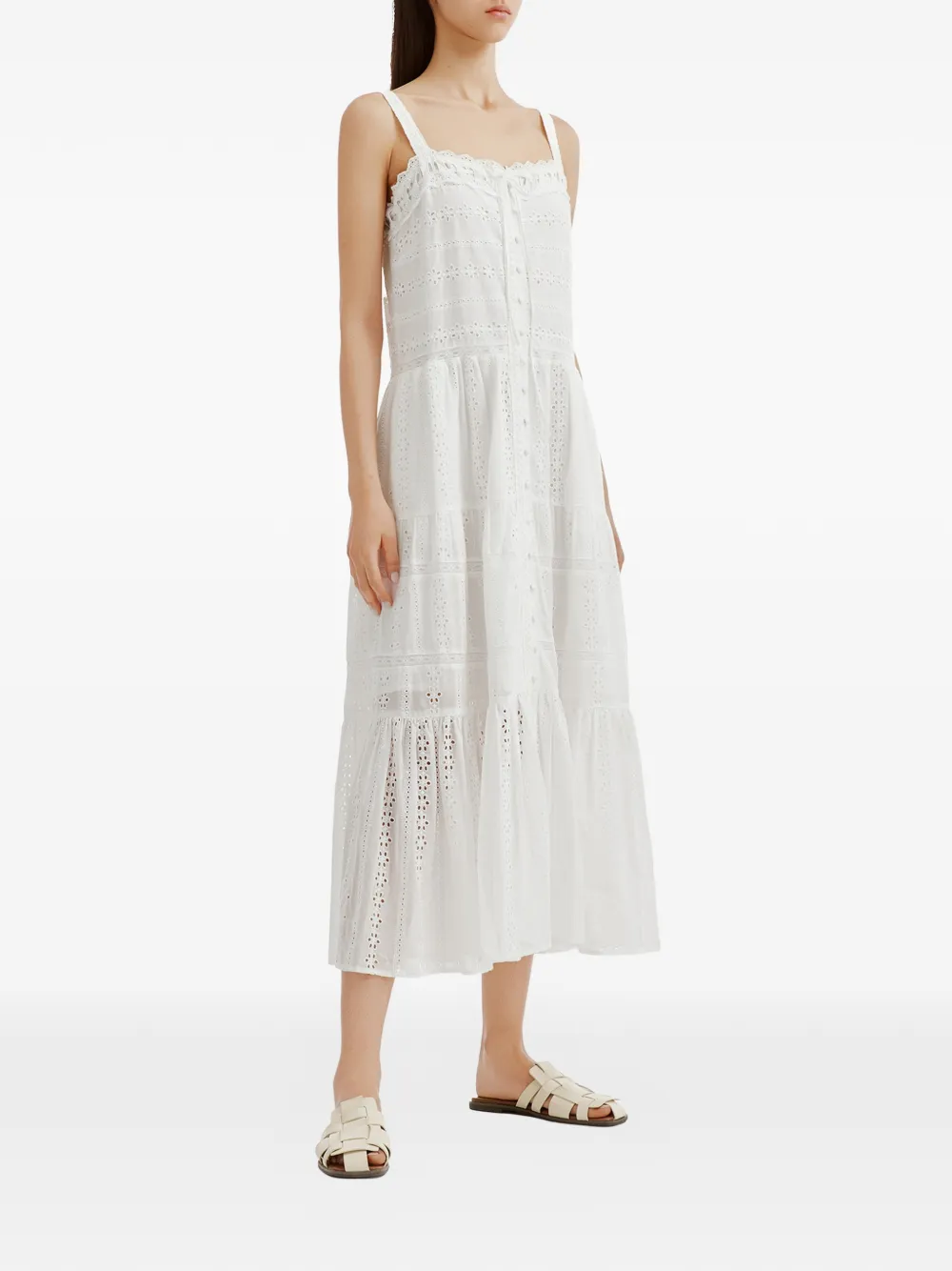 tout a coup Broderie anglaise jurk Wit