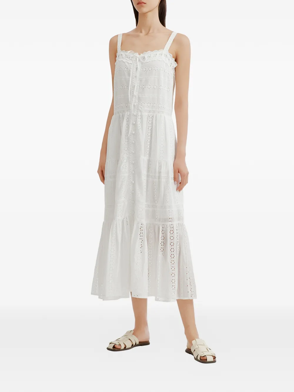tout a coup Broderie anglaise jurk Wit