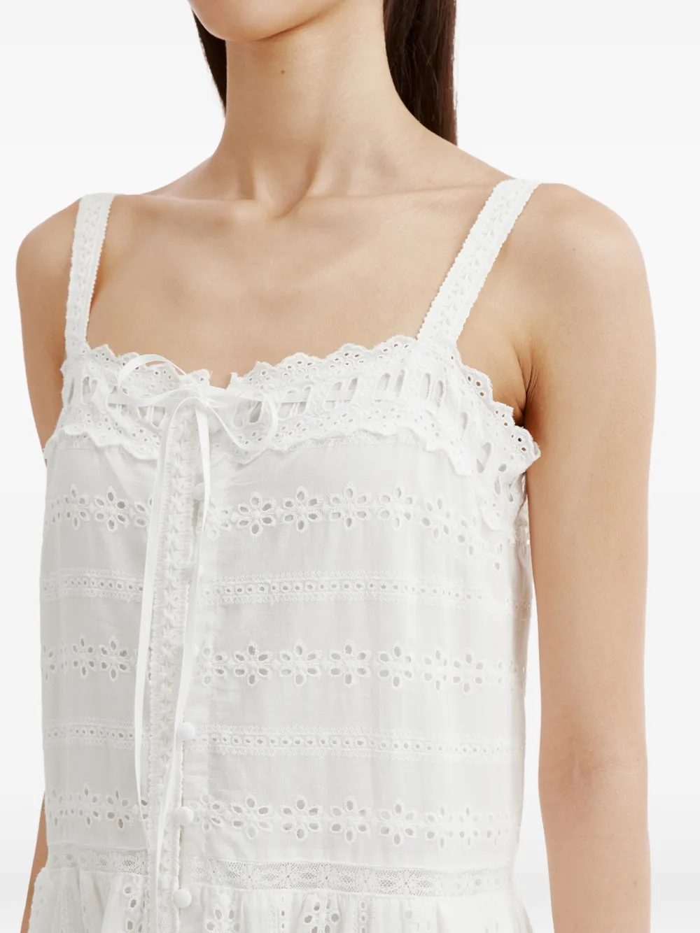 tout a coup Broderie anglaise jurk Wit