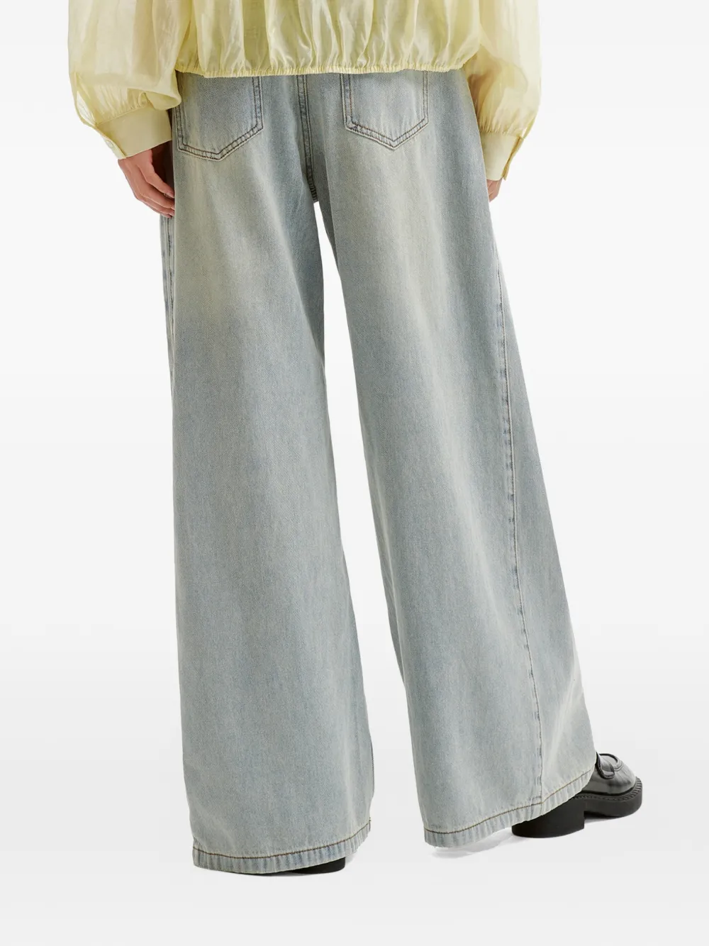 b+ab Denim jeans met wijde pijpen en vervaagd effect Blauw