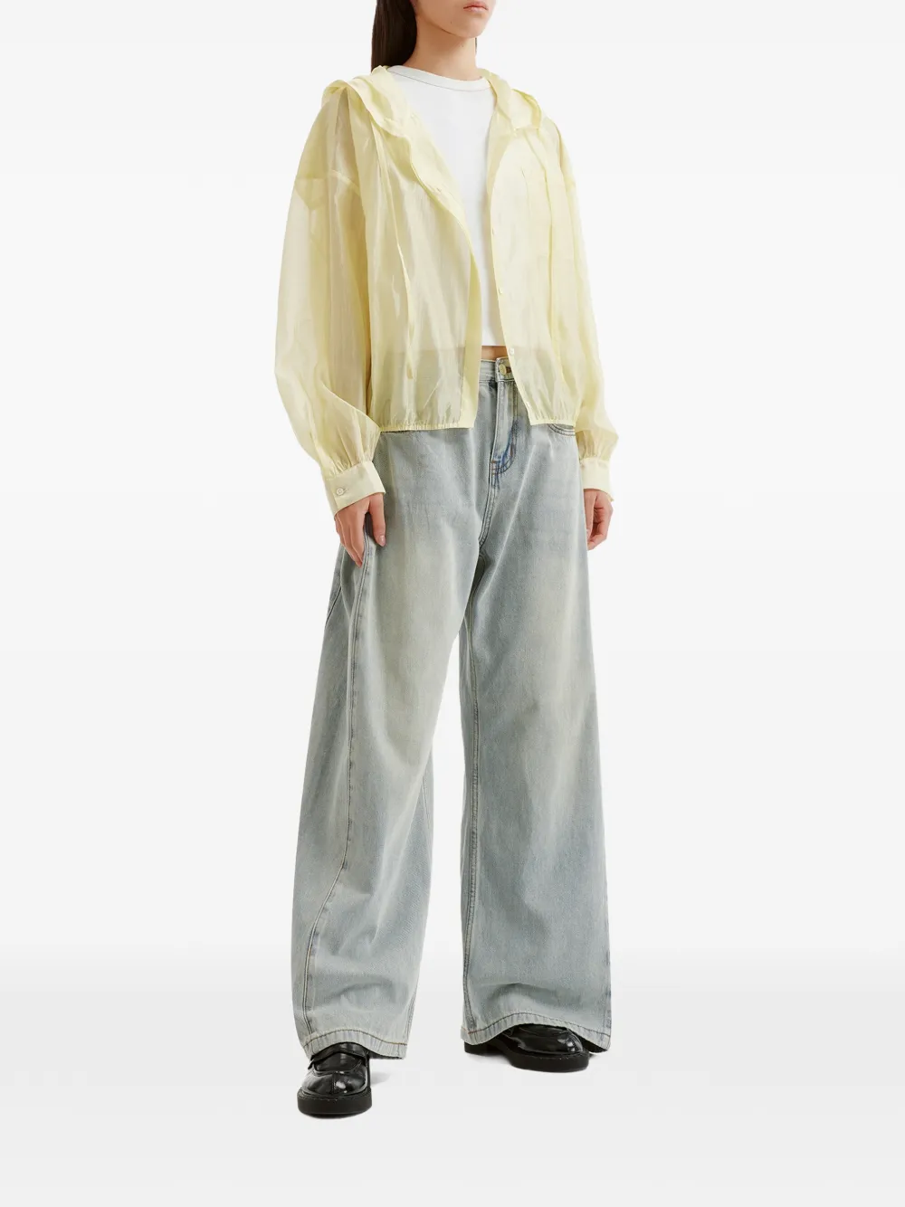 b+ab Denim jeans met wijde pijpen en vervaagd effect Blauw