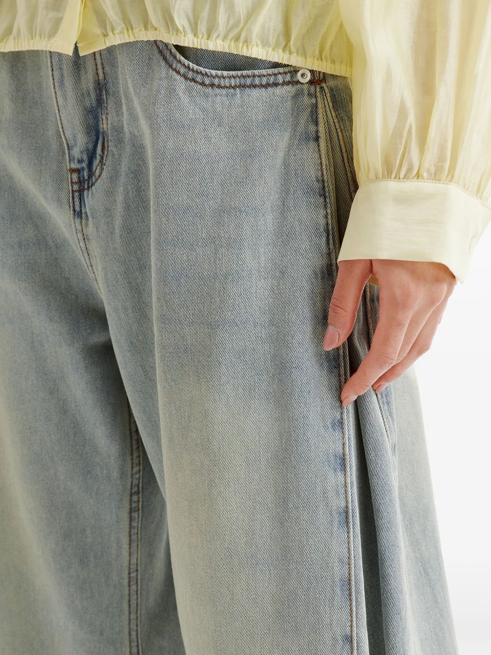 b+ab Denim jeans met wijde pijpen en vervaagd effect Blauw