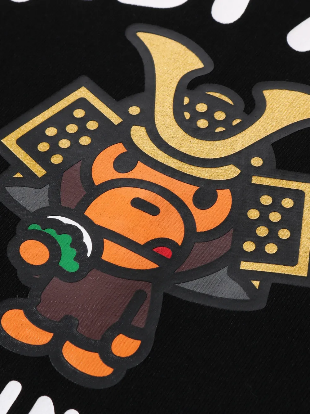 A BATHING APE Kabuto Baby Milo katoenen T-shirt met grafische print Zwart