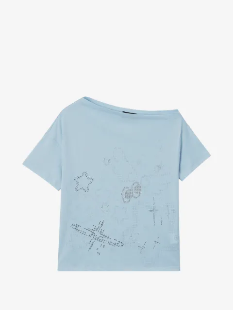 Mini Cream playera con detalles de strass