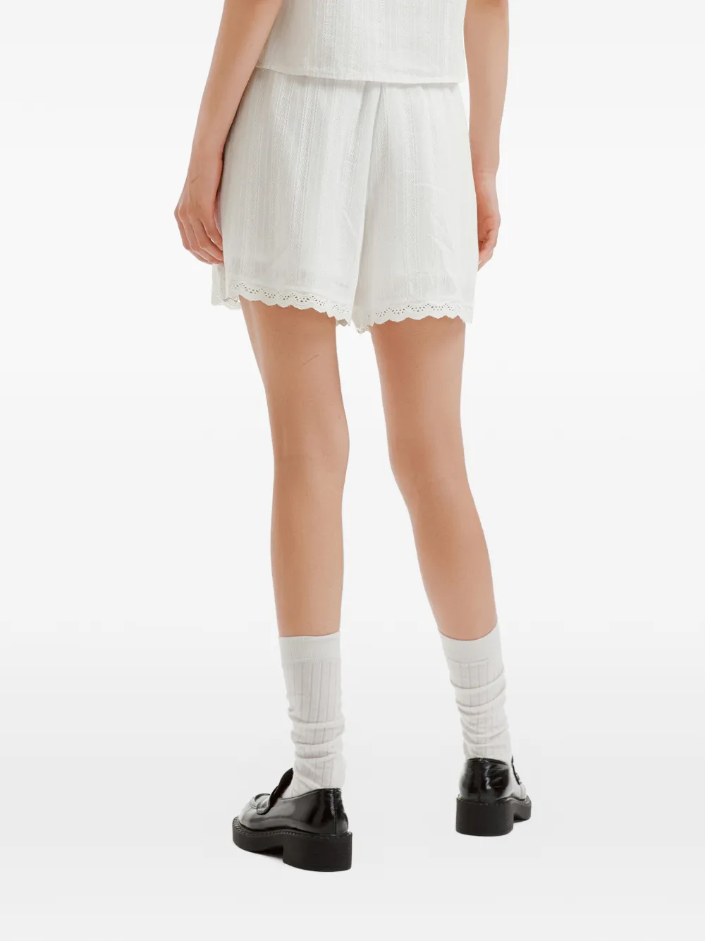 tout a coup Broderie anglaise geplooide shorts Wit