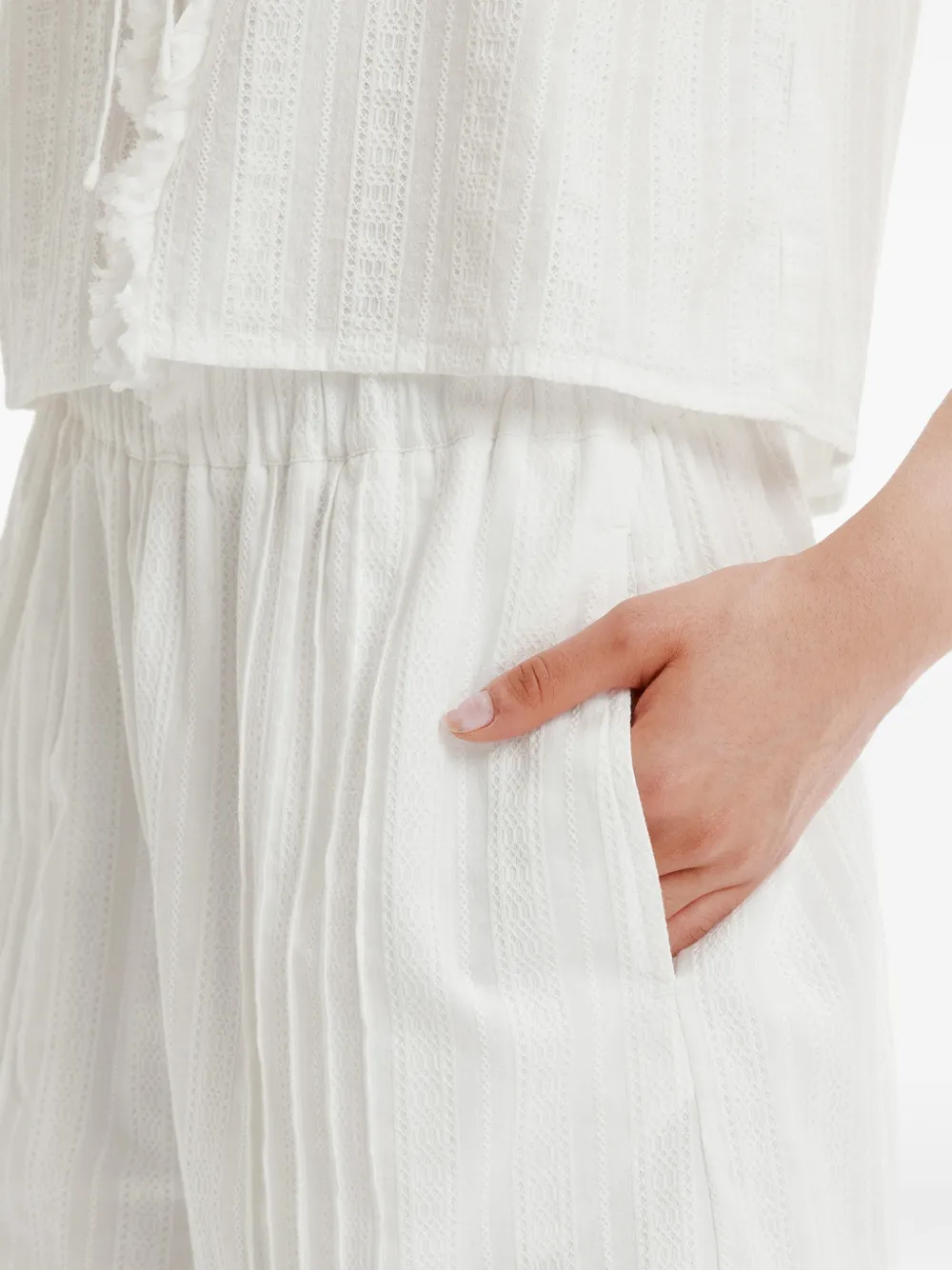 tout a coup Broderie anglaise geplooide shorts Wit