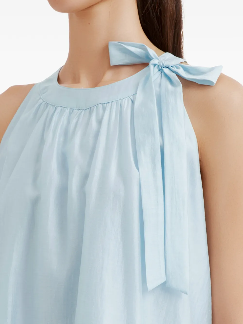 b+ab Mouwloze blouse en shorts set met strikdetail Blauw