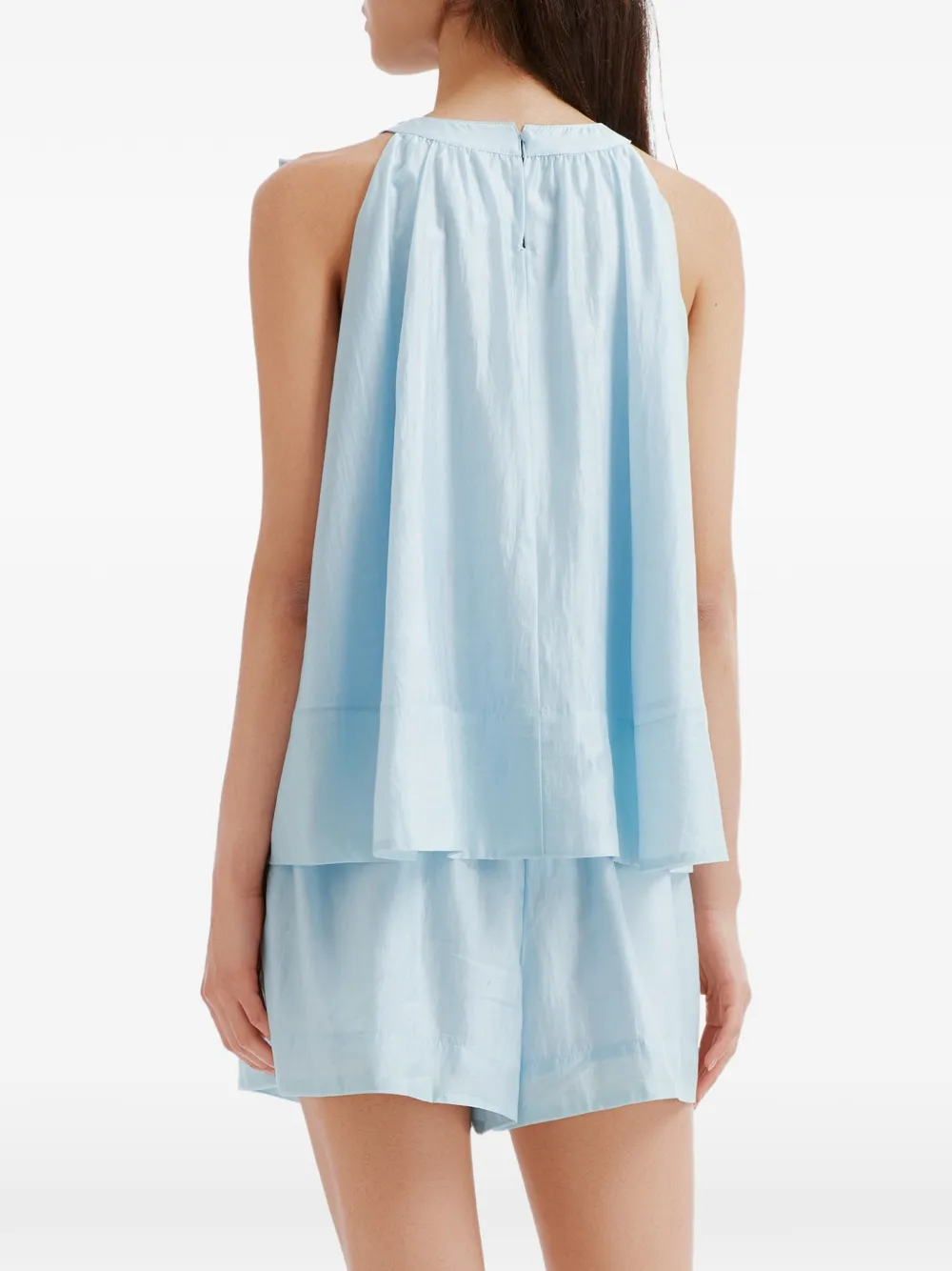 b+ab Mouwloze blouse en shorts set met strikdetail Blauw