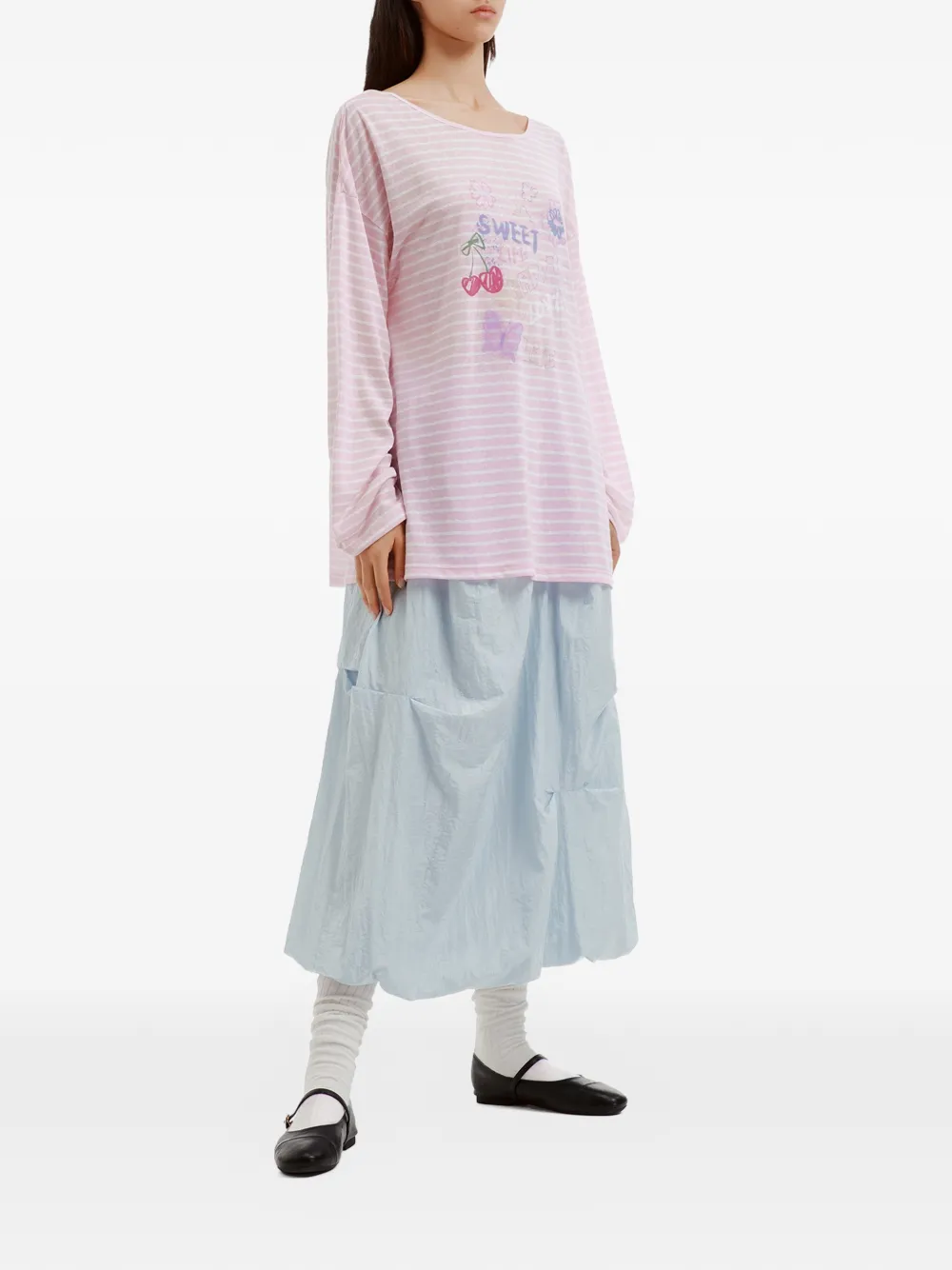 b+ab Midi-ballonrok met elastische taille Blauw