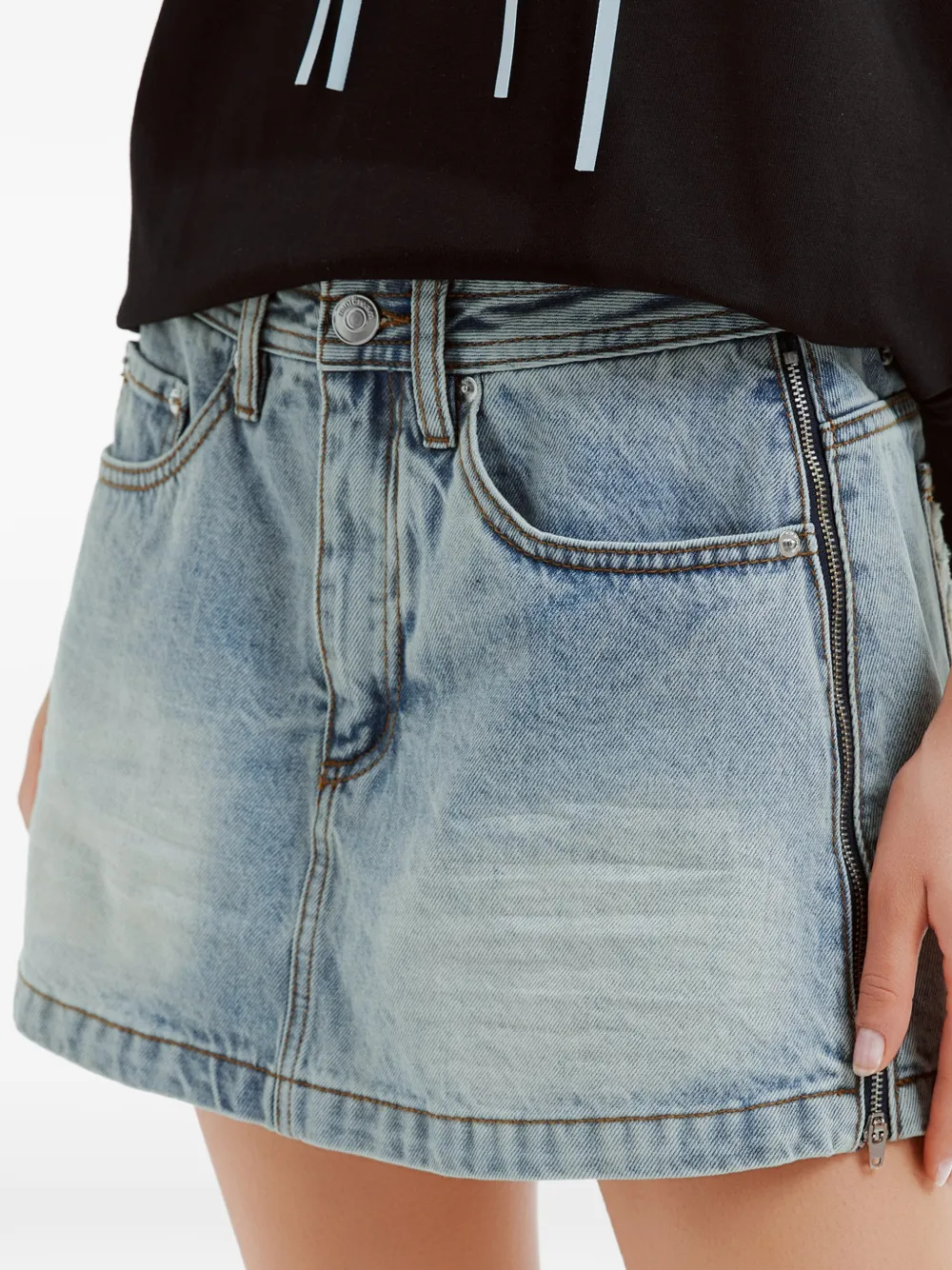 Mini Cream Mini-rok met sterpatch en rits Blauw