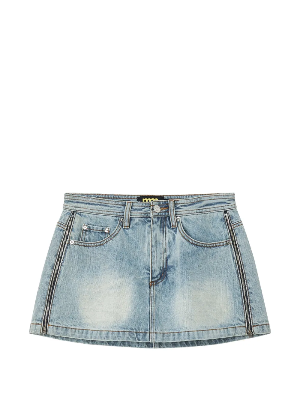 Mini Cream zip-detail star-patch mini skirt - Blu