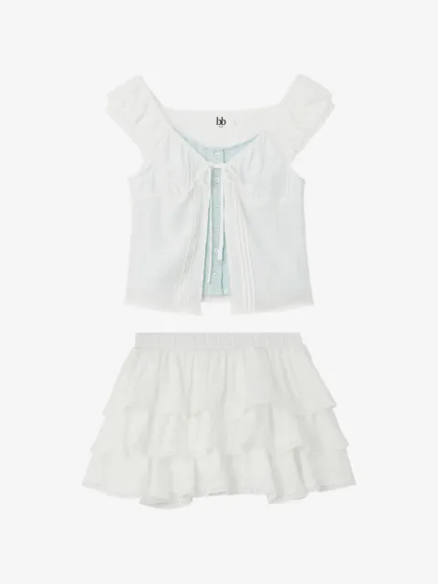 b+ab ensemble blouse-minijupe à volants superposés