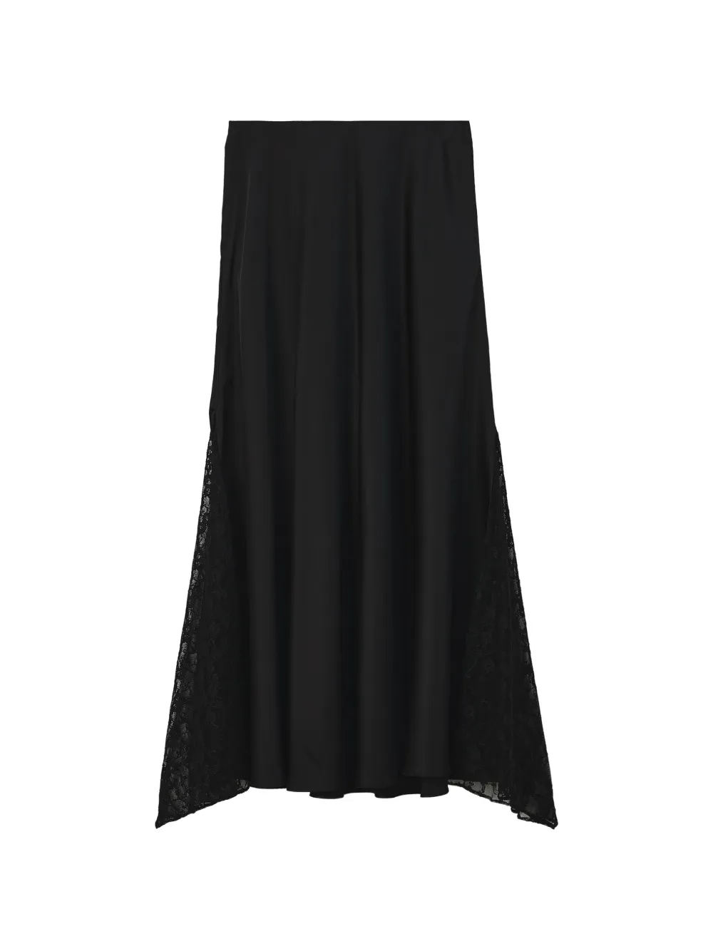 tout a coup lace-insert asymmetric skirt - Nero
