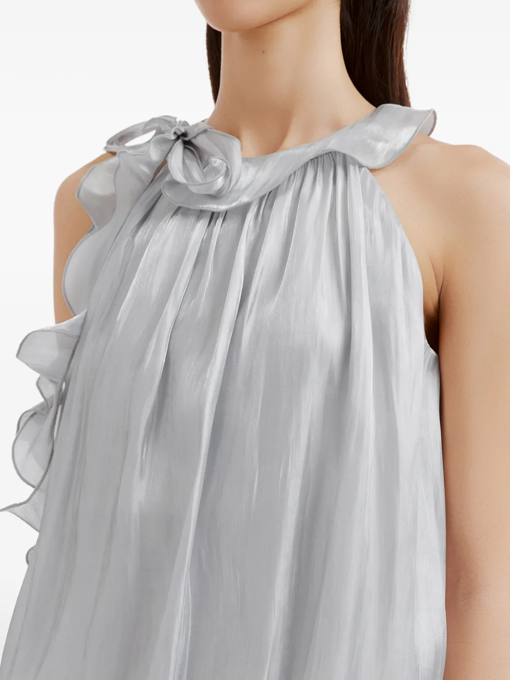 b+ab Blouse met ruches en strikdetail Grijs