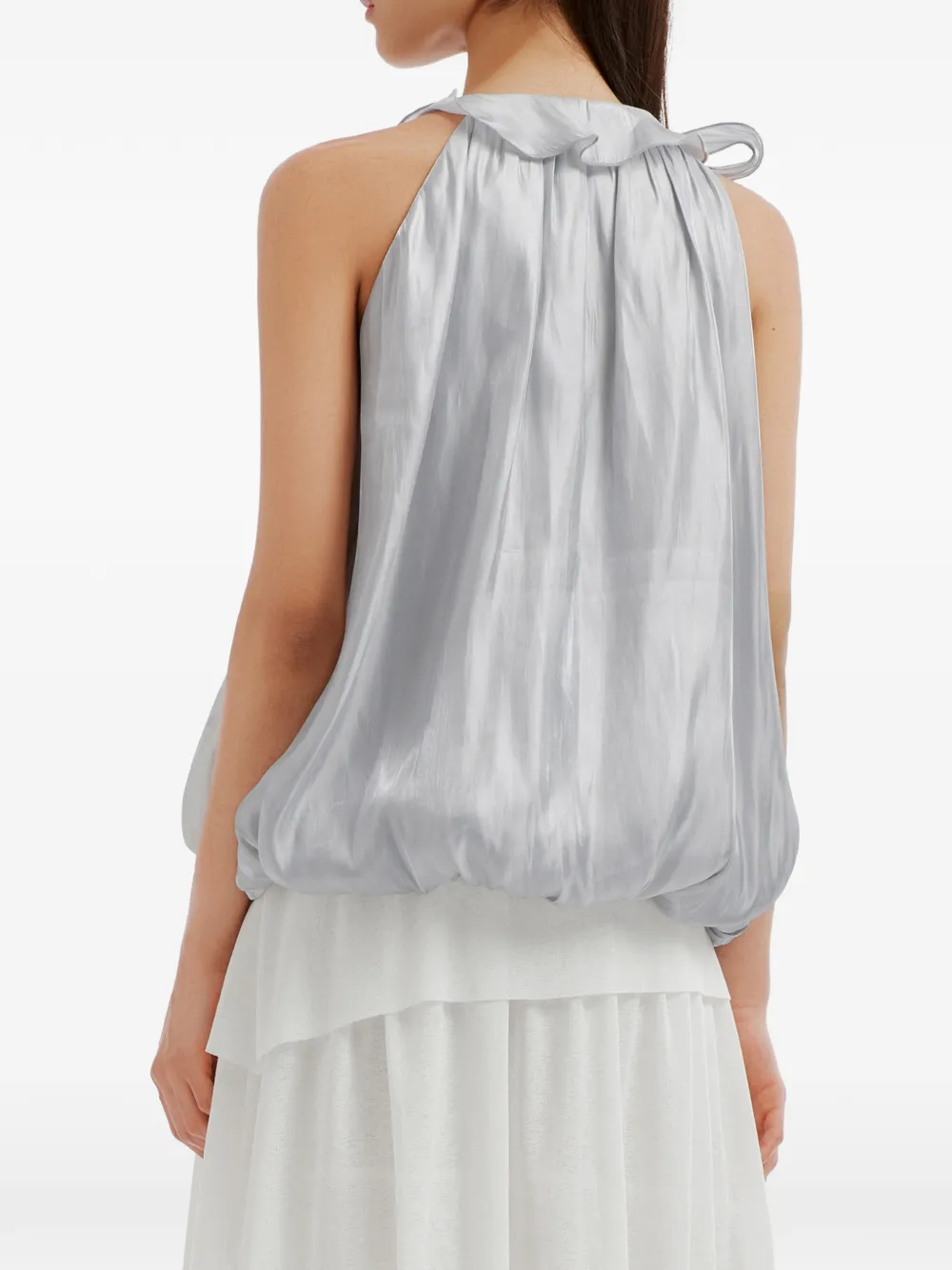 b+ab Blouse met ruches en strikdetail Grijs