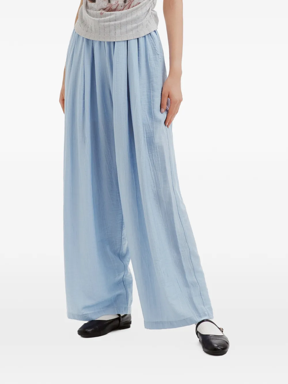 b+ab Plooibroek met wijde pijpen Blauw