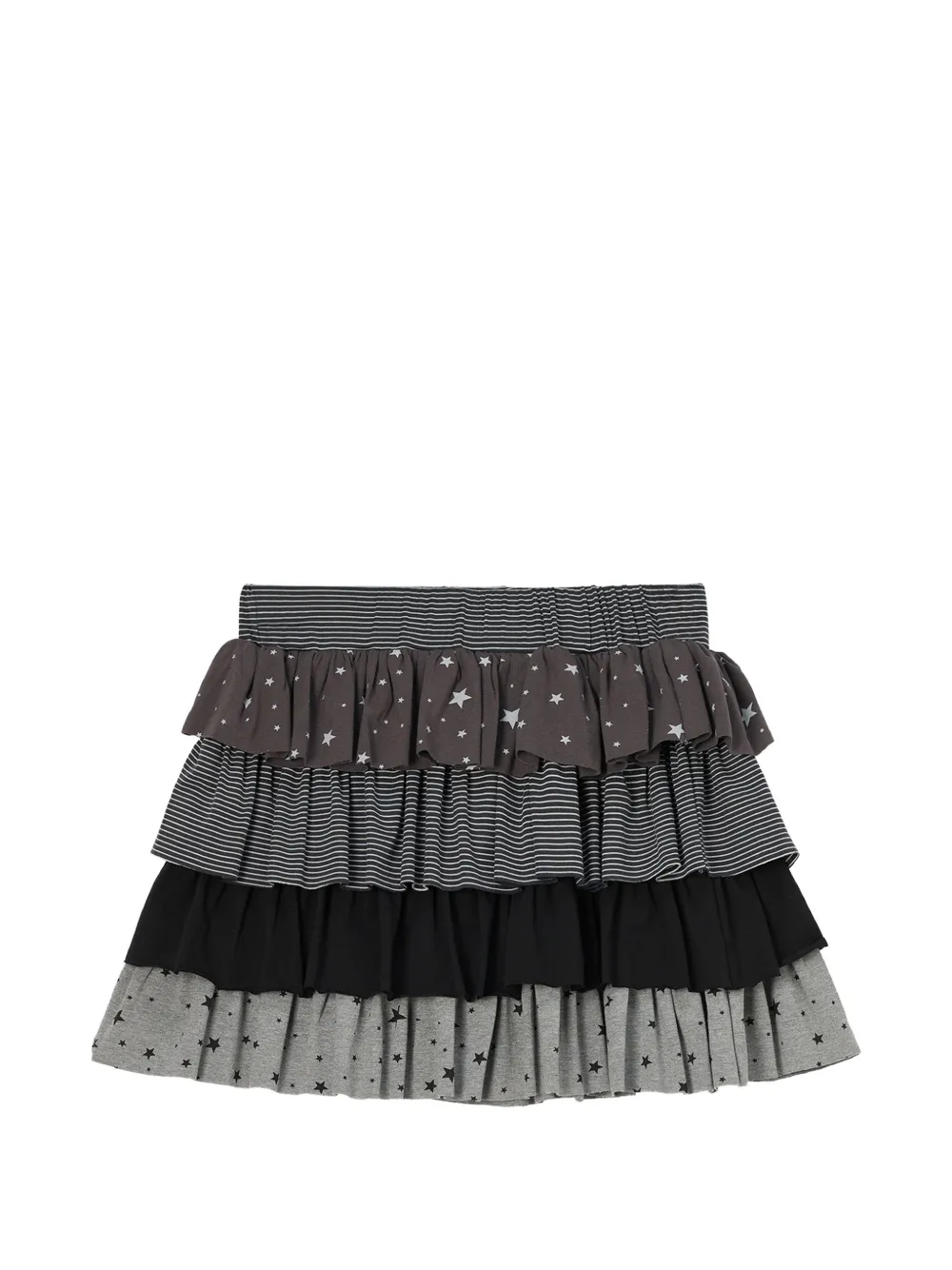Mini Cream star-print tiered mini skirt - Grigio