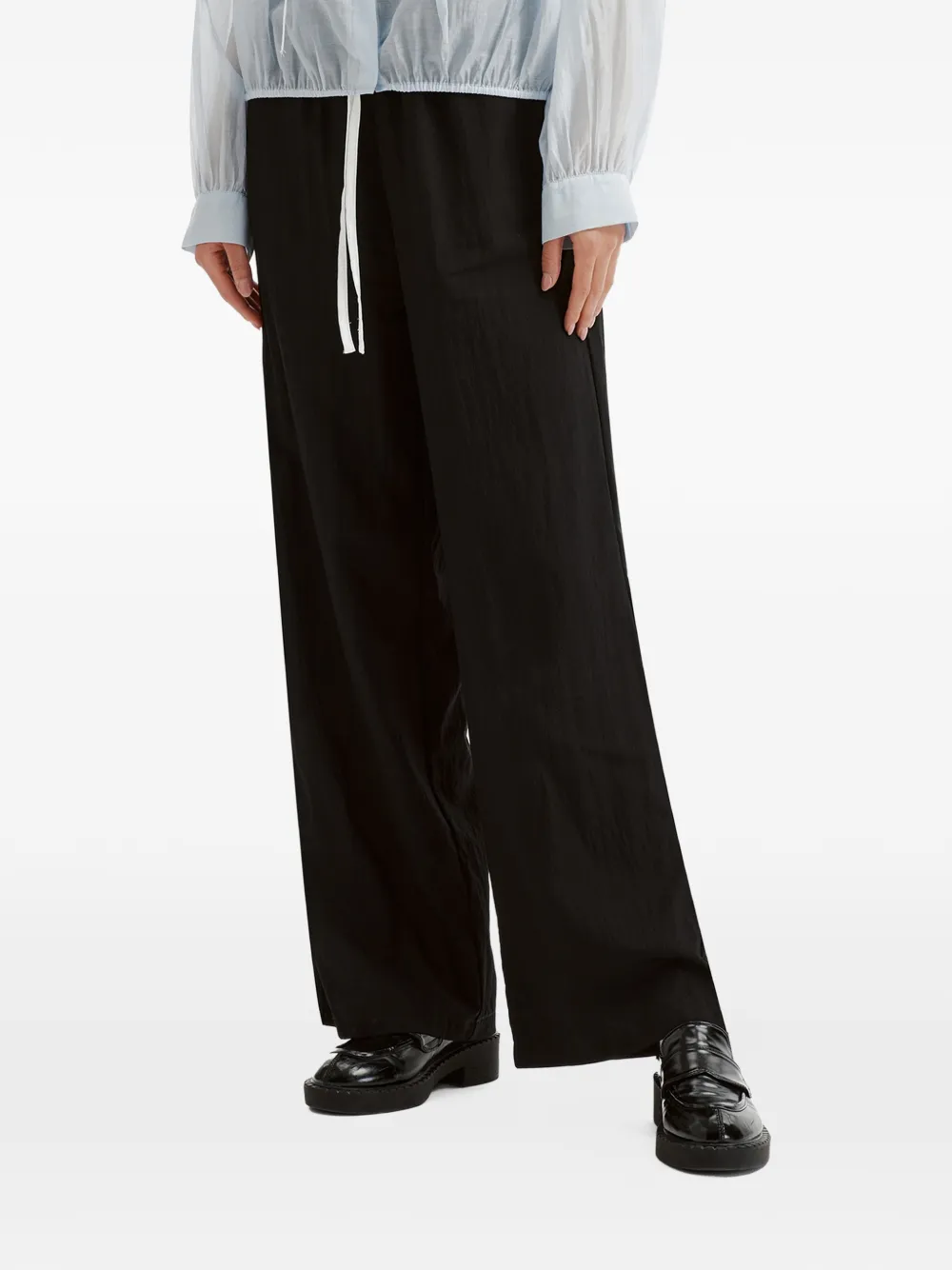 b+ab Broek met wijde pijpen en trekkoord Zwart