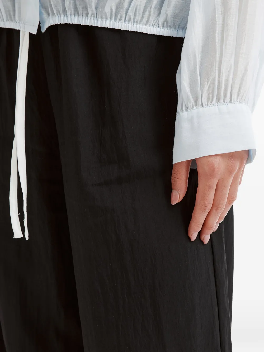 b+ab Broek met wijde pijpen en trekkoord Zwart