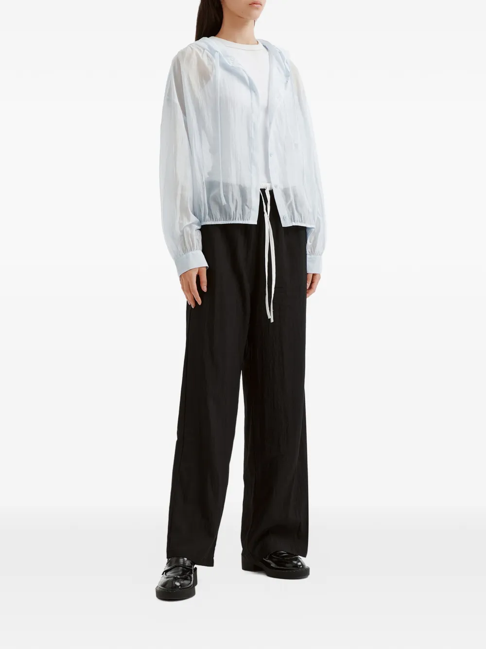 b+ab Broek met wijde pijpen en trekkoord Zwart