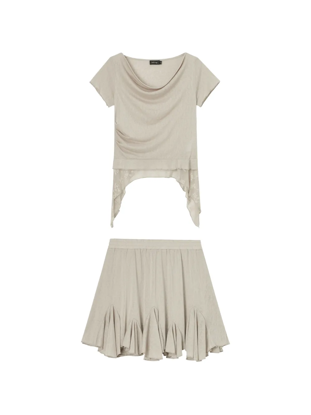 tout a coup ruffled lace-trim mini dress - Nude