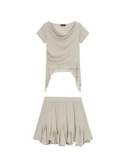 tout a coup vestido corto con ribete de encaje y volantes