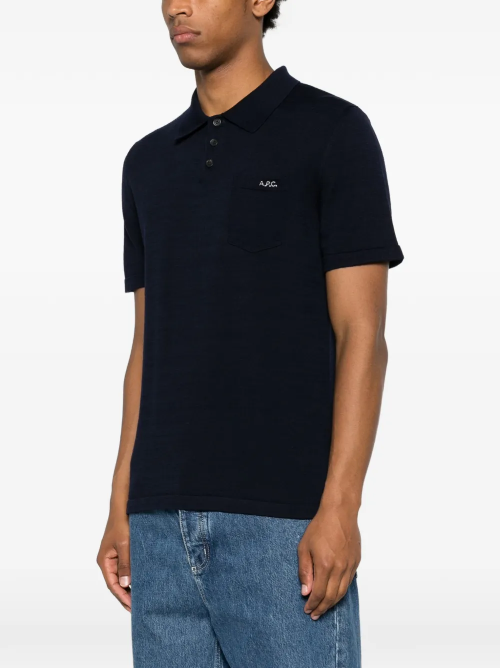 A.P.C. Gide poloshirt met geborduurd logo en borstzak Blauw