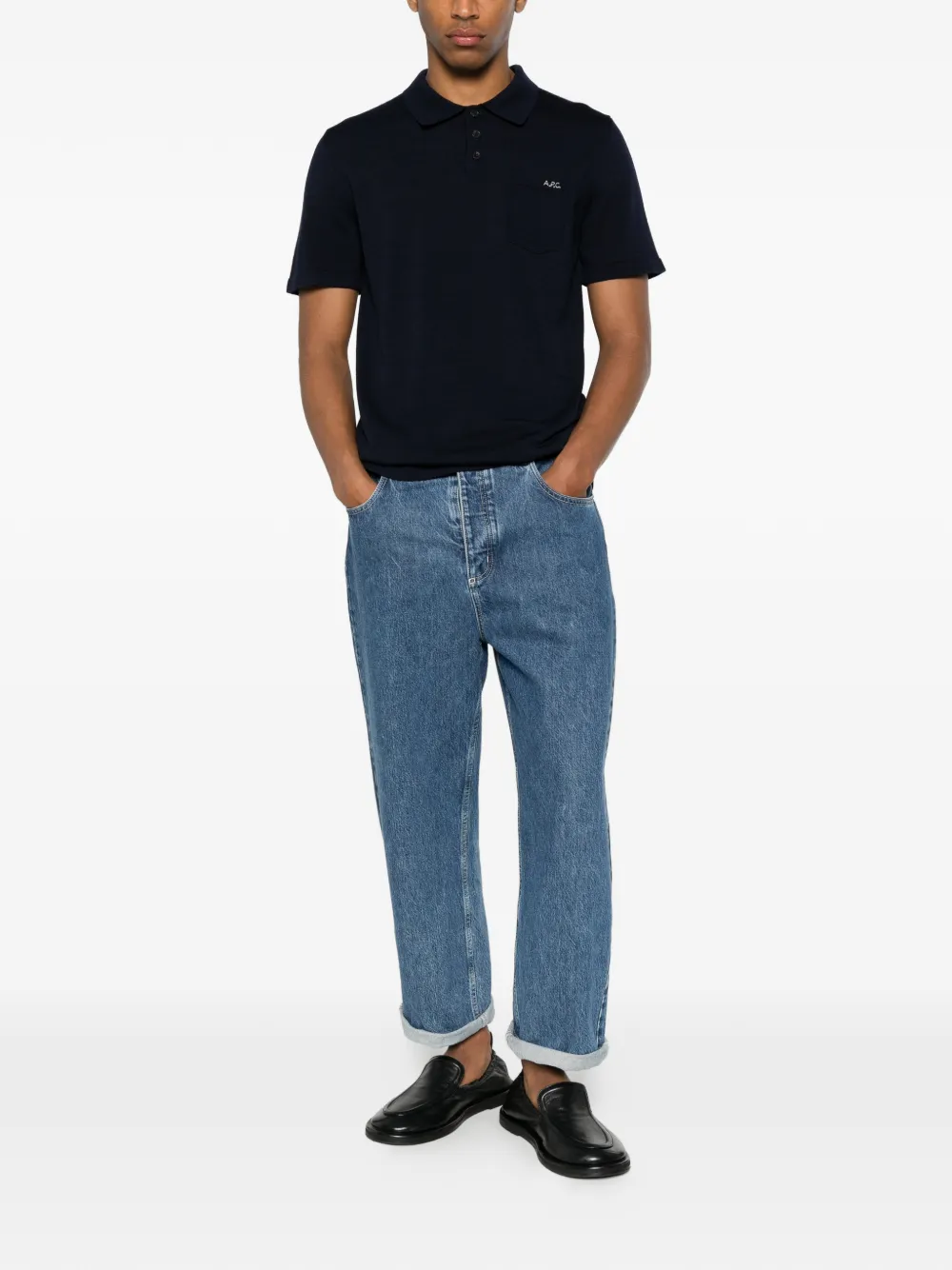 A.P.C. Gide poloshirt met geborduurd logo en borstzak Blauw